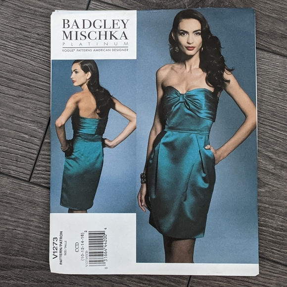 Vogue V1273 American Designer Badgley Mischka Sewing Pattern Cocktail Dress - Picture 3 of 6